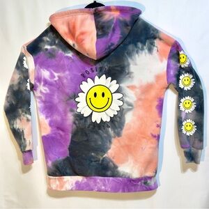 Rue 21 Tie Dye Hoodie Positive Vibes‎ Smiley Flower Full Zip Sweatshirt Size L